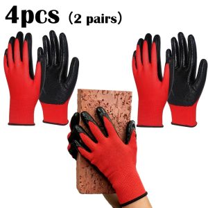 4pcs 2-Pair Gardening Gloves, Safety Work Gloves with Rubber Coating, Outdoor Fishing Gloves, Construction Gloves, Wear-Resistant and Durable Rubber Material, Suitable for Gardening, Planting, Construction, Warehousing, Mechanical Repair