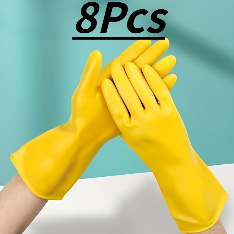 8 Yellow Dishwashing Gloves Comfortable And Durable, Very Suitable for Kitchen, Bathroom And Outdoor Cleaning, Very Suitable for Efficient Dishwashing And Surface Cleaning, Dishwashing Gloves | Yellow