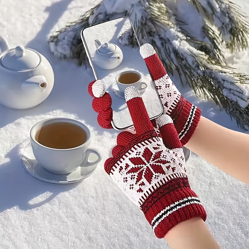 Multicolored Embroidered Gloves for Winter, Touchscreen Warm Gloves, a Perfect Christmas Gift, Comfortable to Wear